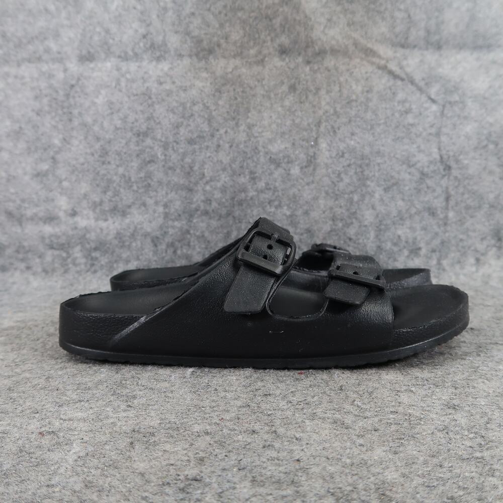 Sandals Casual Kids 2 3 Boy Girl Slip On Double Buckle Strap Black Rubber Shoes